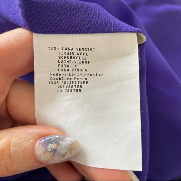 ARMANI COLLEZIONI Purple Wool Black Patent Bow Strip Accent Sheath Dress EUC 4 - Picture 8 of 9